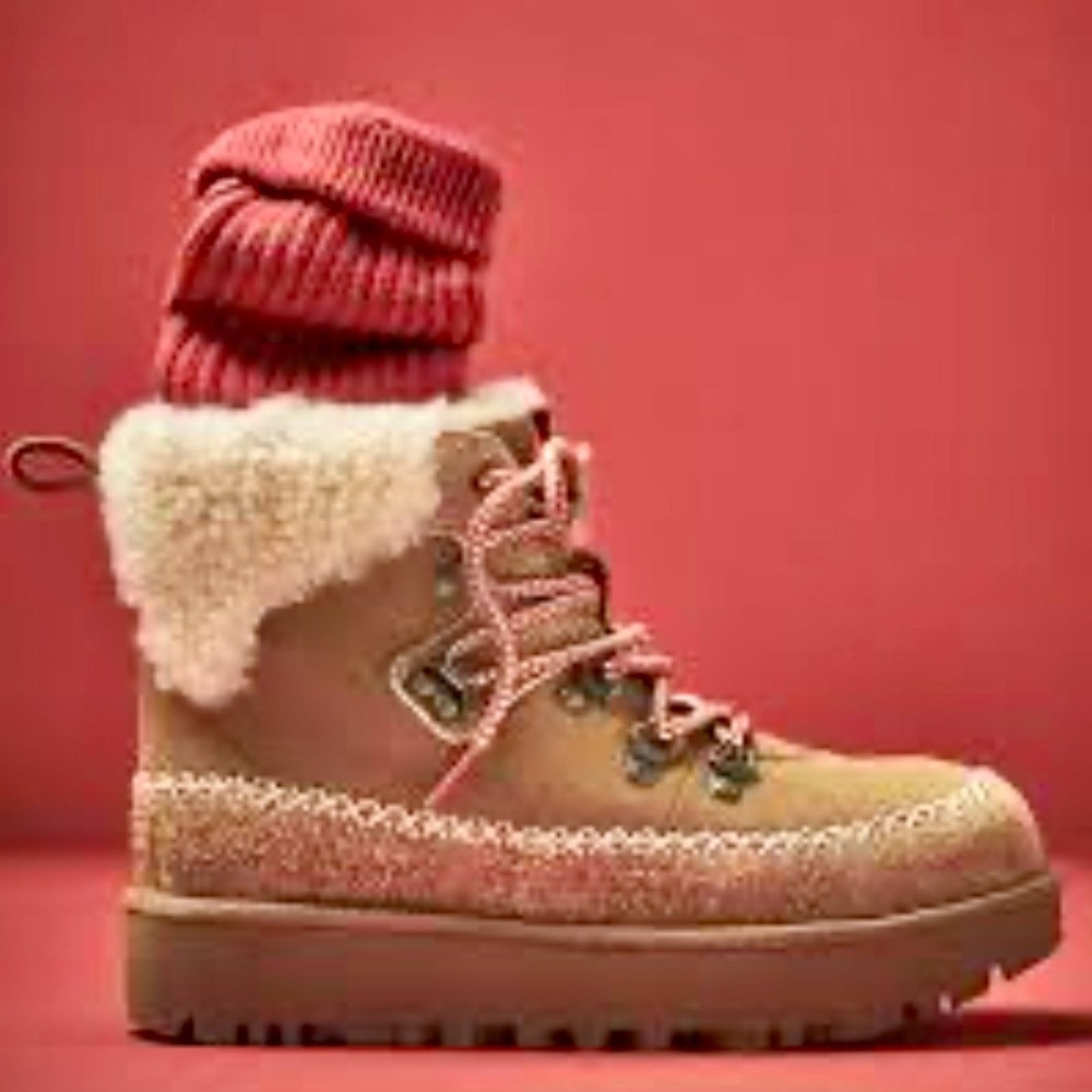 UGG Classic Alpine Lace-Up Women's Boots Suede Sherpa Hickory US 10 UK 8 EU 41